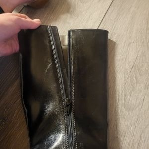 Marta, black leather calf heal boots